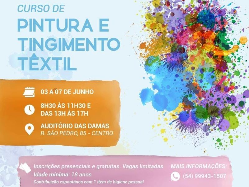 Curso Gratuito de Pintura e Tingimento Textil - Damas de Caridade em Gramado